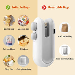 2-in-1 Mini Heat Sealing Machine – Portable Bag Sealer with Built-in Cutter