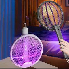 Rechargeable Telescopic Mosquito Swatter Racket with UV Light & Foldable Stand