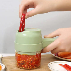4-in-1 Electric Vegetable Cutter | Rechargeable Food Chopper & Slicer
