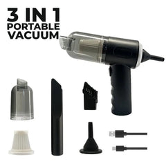 3 in 1 Portable Wireless Vacuum Cleaner – High Power Suction, Air Pump & Duster for Home, Car & Laptop