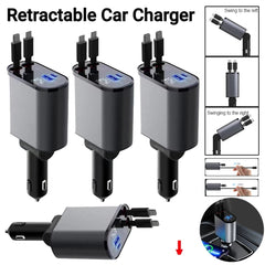 4 In 1 Car Charger 120W Retractable Design Without Light