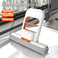Foldable Mini Mop | Portable Desktop Wet & Dry Cleaning Mop | Self‑Squeezing